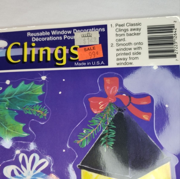 Five (5) BRAND NEW Vtg Sheets Christmas Holiday STATIC CLING Window Decorations - Picture 4 of 11